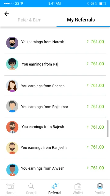Dogemo referral-network screen