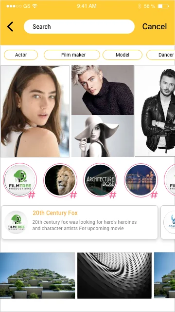 CiniHire talent search and creative categories